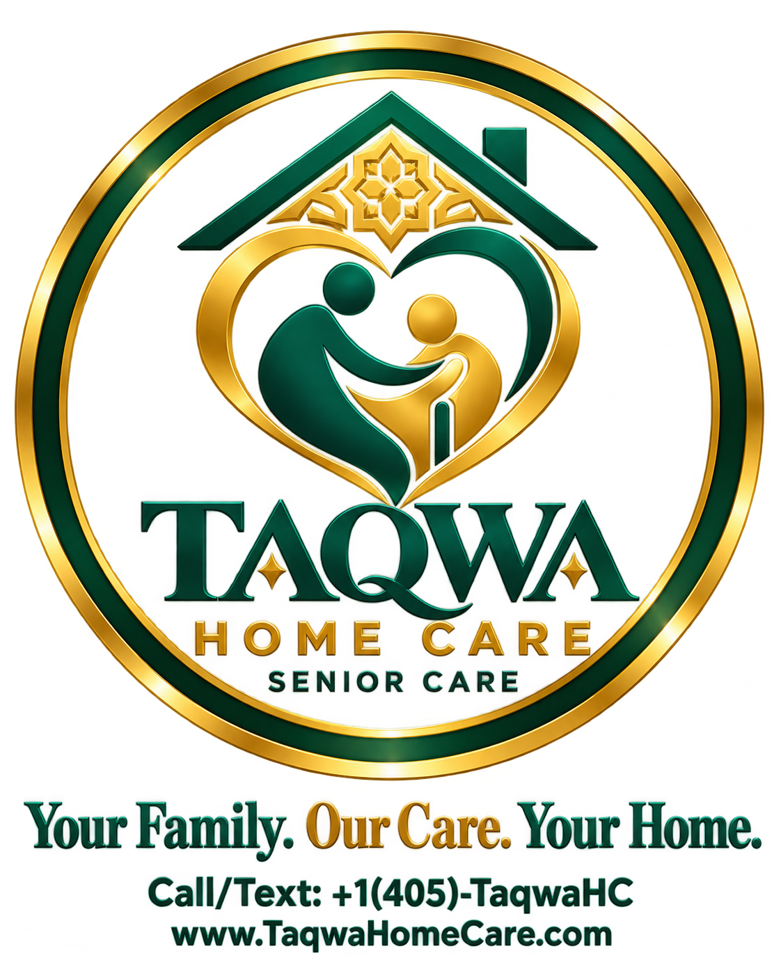 Taqwa Home Care emerald and gold emblem